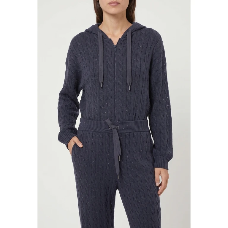 Wodark Blue Cable Knit Trousers