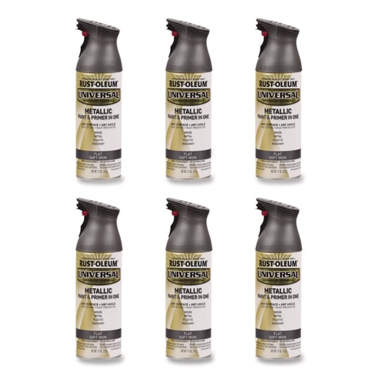 271473 Universal Premium Spray Paint, Flat Iron, 12 oz Aerosol Can, 6/Carton
