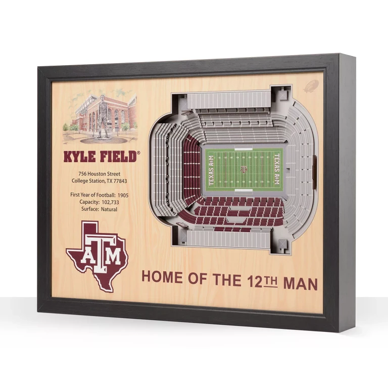 Texas A & M Aggies 25-Layer Football Stadium View 3D Wall Art