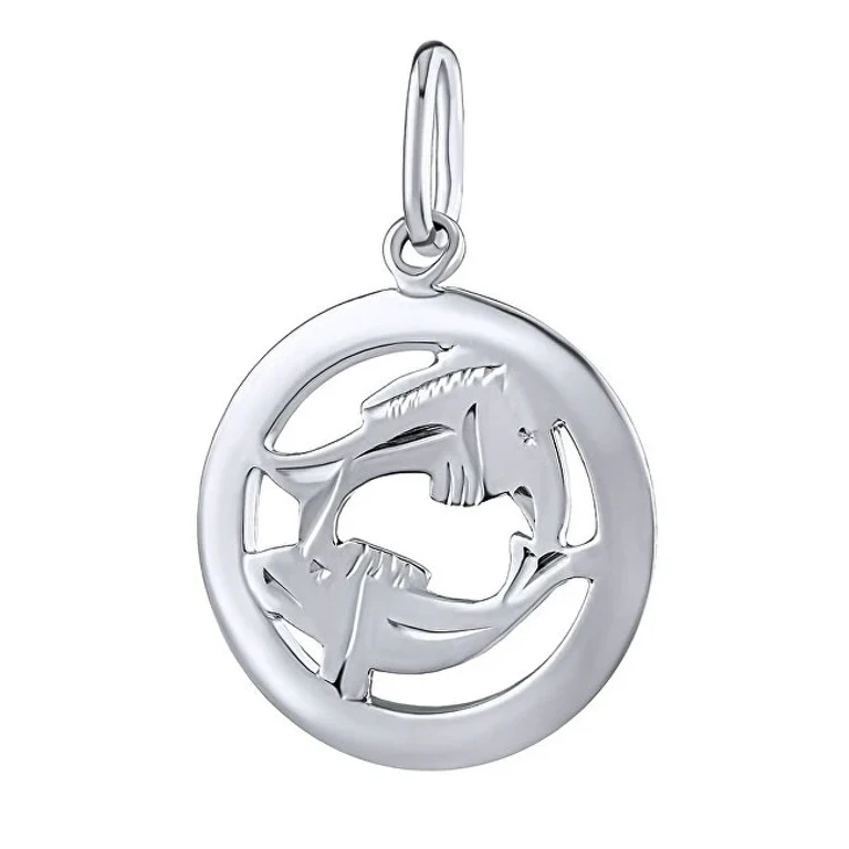 Silver Pendant Zodiac Sign Pisces - Round Silvegob10283S03