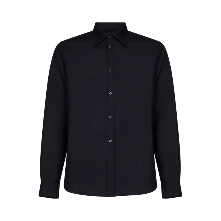 Shirt Dark Blue Wool-Mohair Canvas