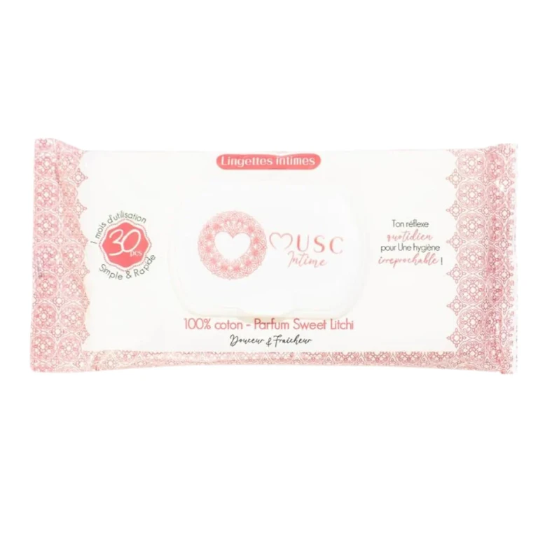 Musc Intimo Intimate Wipes 100% Cotton Sweet Litchi Scent x30