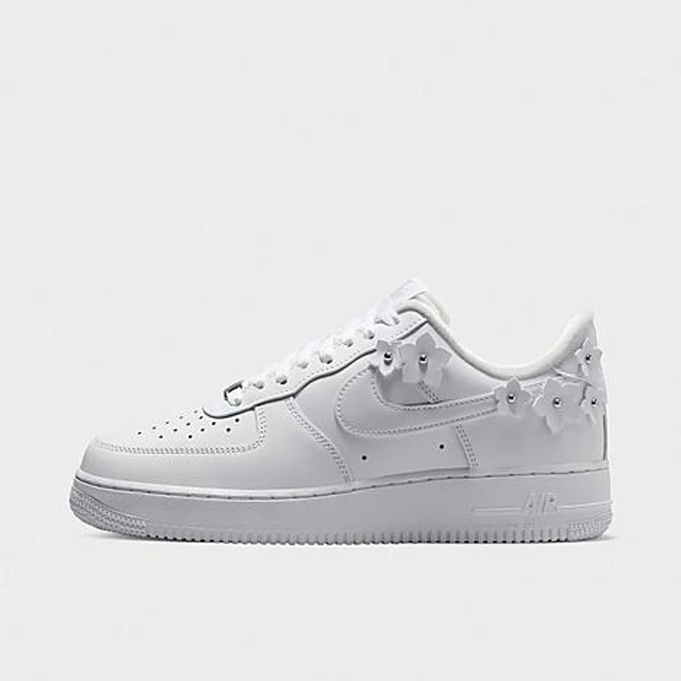 Women's Air Force 1 '07 "Florette" Casual Shoes in White/Wolf Grey/Metallic Silver Size: 5.0