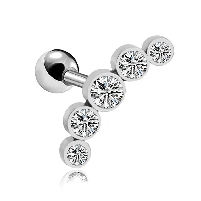 Single Long Earring in Steel with Transparent Zircons Vhlle00669Sw