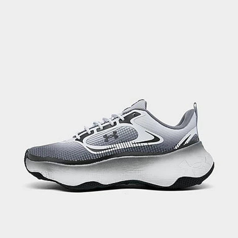 Under Armour Big Kids Pulse Casual Shoes in Grey/Silver Size: 3.5