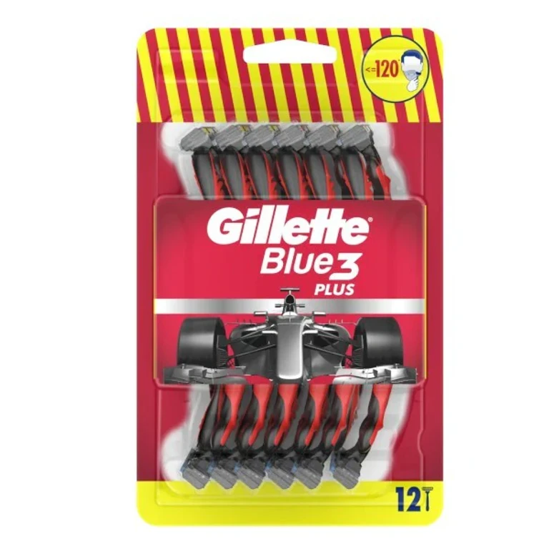 12 Pieces Blue 3 Red Disposable Razors for Men