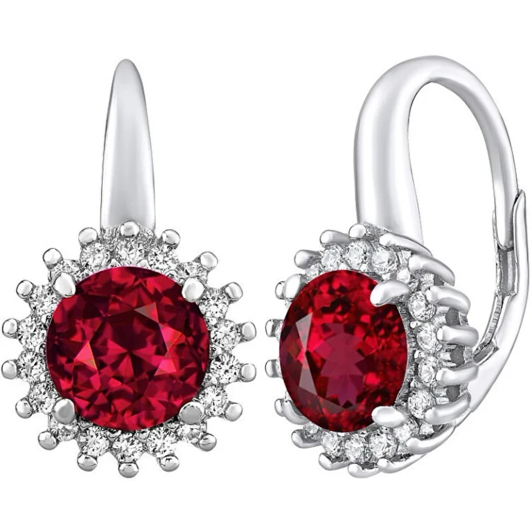 Adria Silver Earrings with Synthetic Rubies Lpser0754