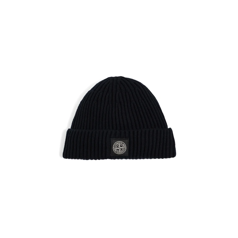 Rib Knit Beanie Navy Blue One Size