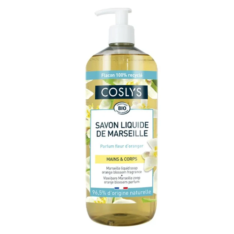 Marseille liquid soap with organic orange blossom Hands and body 1L