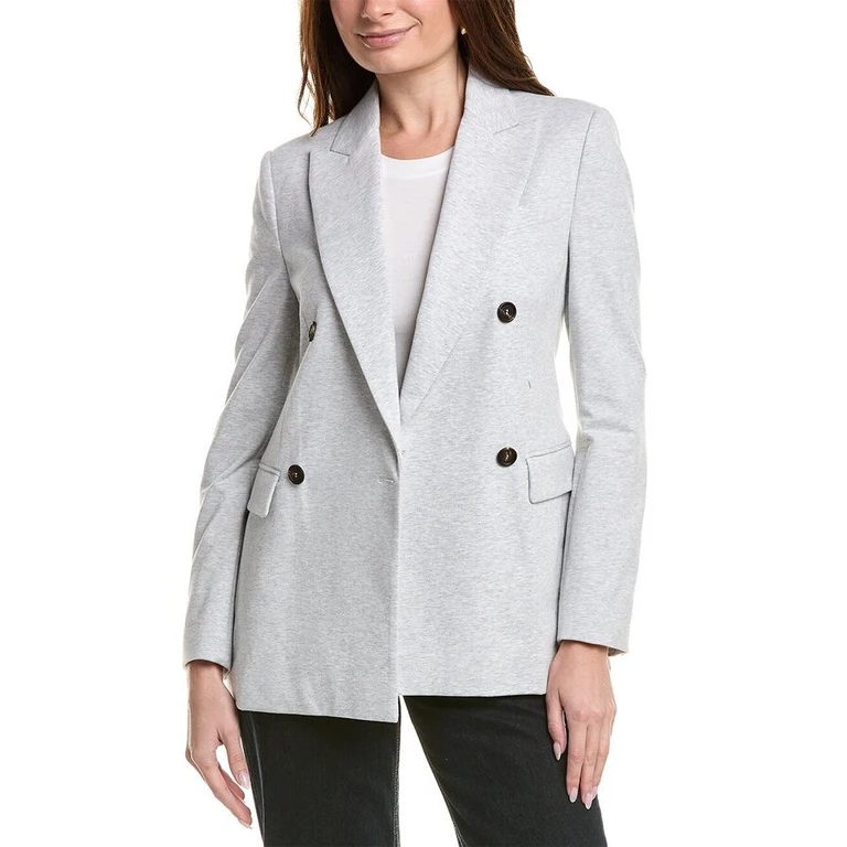Silver Double-Breasted Blazer