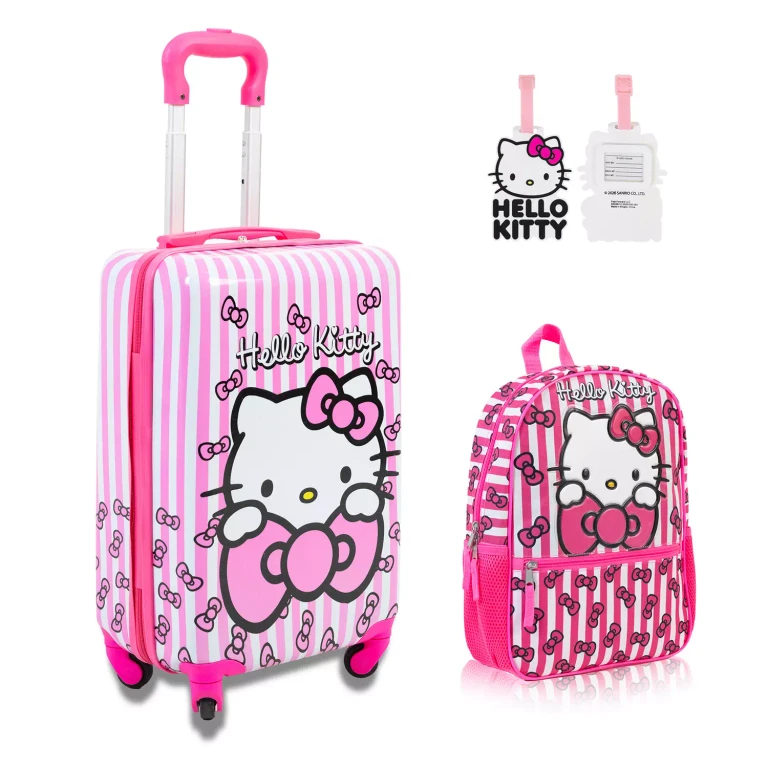 Hello Kitty 3PC Luggage & Backpack Set With Luggage Tag:- Hello Kitty