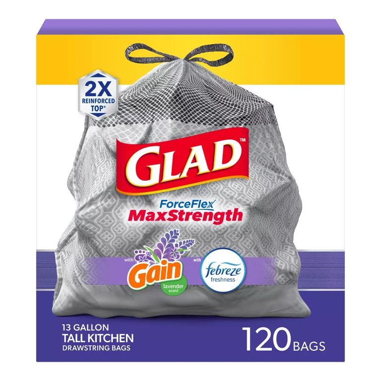 ForceFlex MaxStrength Tall Kitchen Drawstring Trash Bags, Gain Lavender with Febreze Freshness, 13 Gallon, 120 ct.