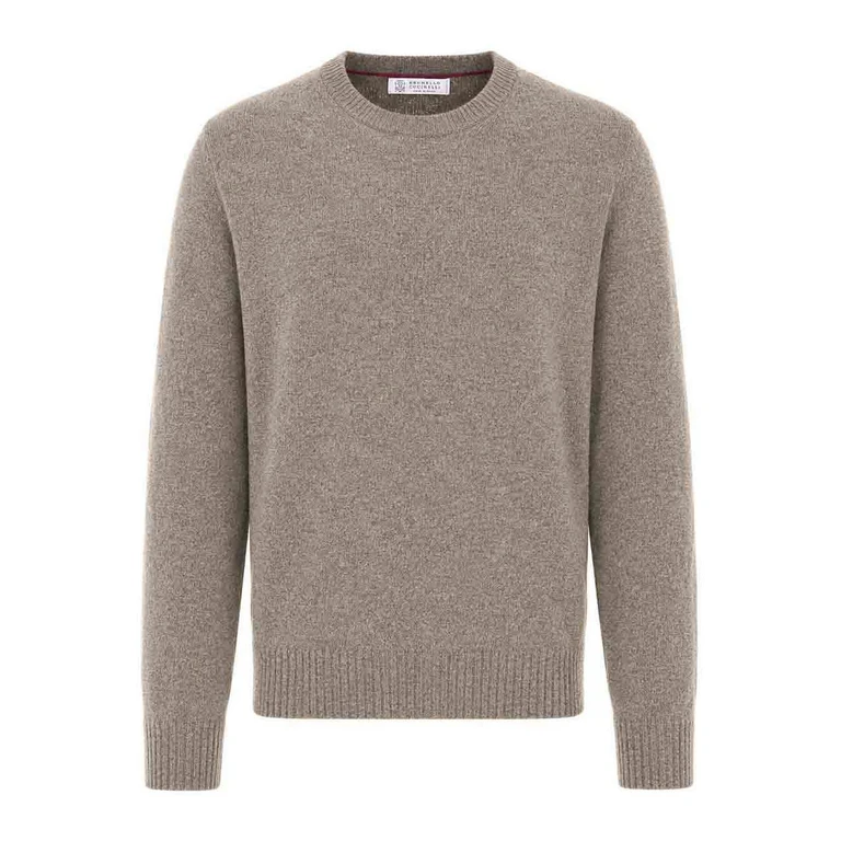 Pull gris à col rond Brunello Cucinelli