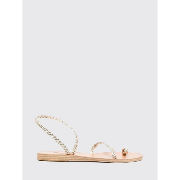 Woven Nappa Leather Flat Thong Sandals (101951025ELEFTHERIA 098PLATINUM)