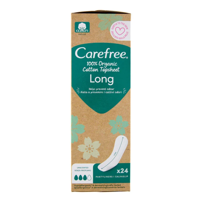 Organic Cotton Long Flat Panty Liners, 24 Pcs 1 unit