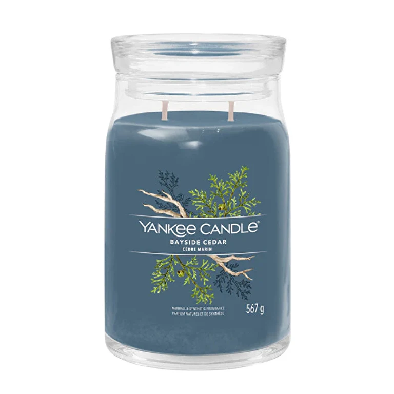 Signature Large Glass Aromatic Candle Bayside Cedar 567 G