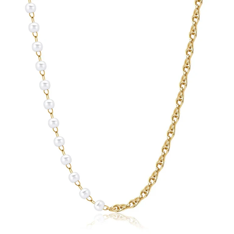 Beautiful Large Gold-Plated Pearl Necklace Shk64