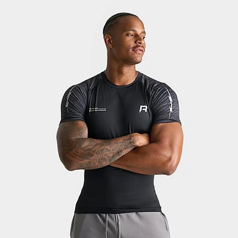Twist Compression Training Top in Black/Grey Twist