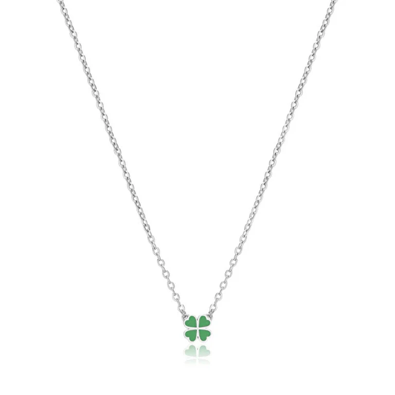 Charming Steel Necklace with Clover Sck252