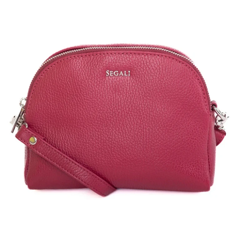 Women's Leather Crossbody Bag magenta viva