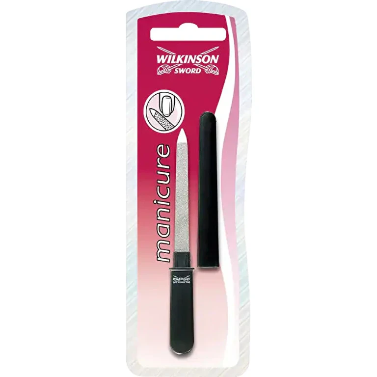 Wilkinson Sword Chrome Stainless Steel Nail File With Case (Pocket Sapphire Nail File for Manicure)