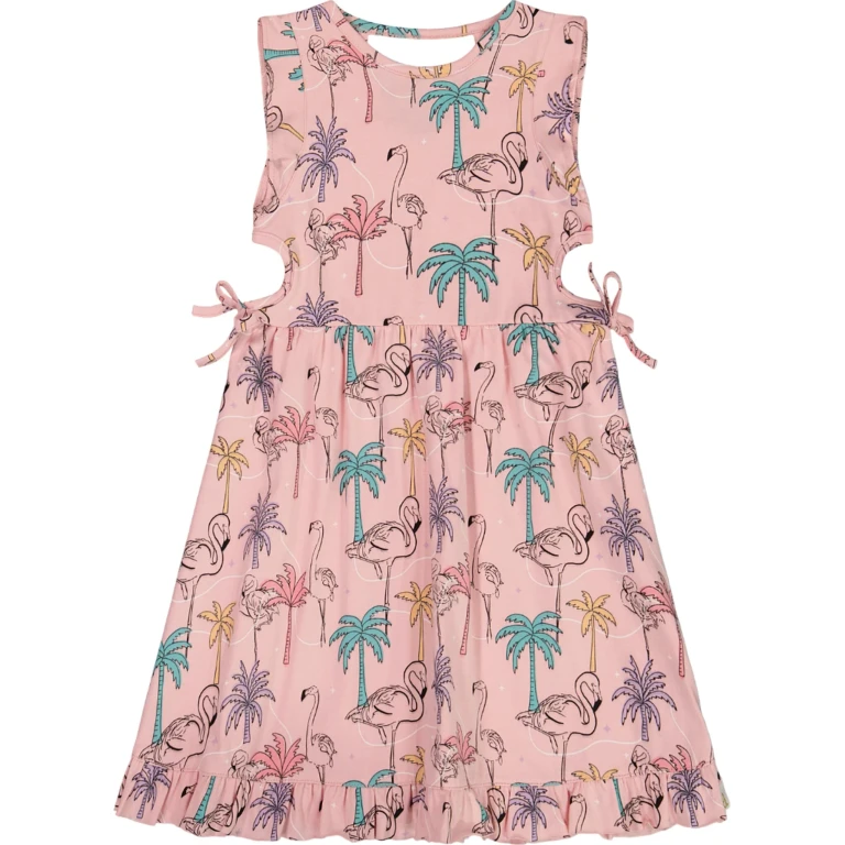 Printed Organic Cotton Dress with Cut Out Sides - Little Girl