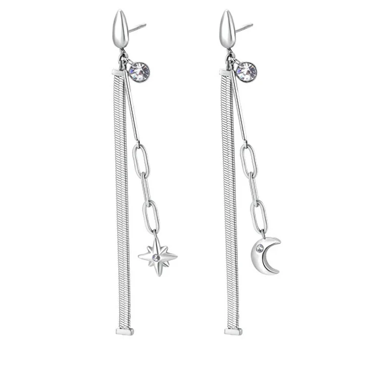 Cry Chant BAH53 Asymmetric Long Crystal Earrings