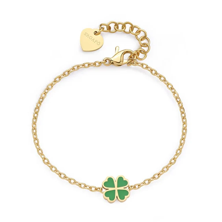 Delicate Gold-Plated Bracelet With Clover Click Sck261