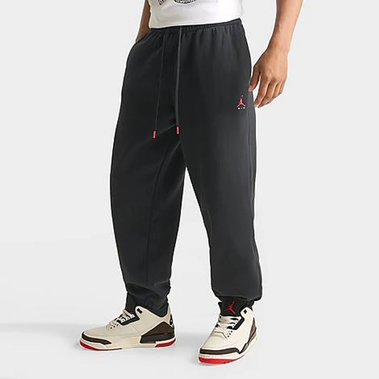 Men's Brooklyn Jumpman Air French Terry Jogger Pants in Black/University Red Size: Small