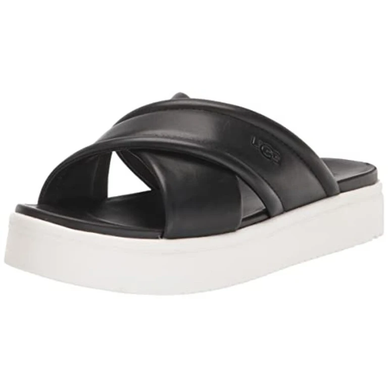 Zayne Crossband Sandals, Black Leather