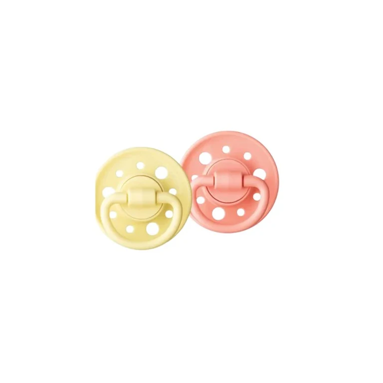 Set of 2 Round Natural Rubber Lollipops 6-36 Months Pink/Yellow
