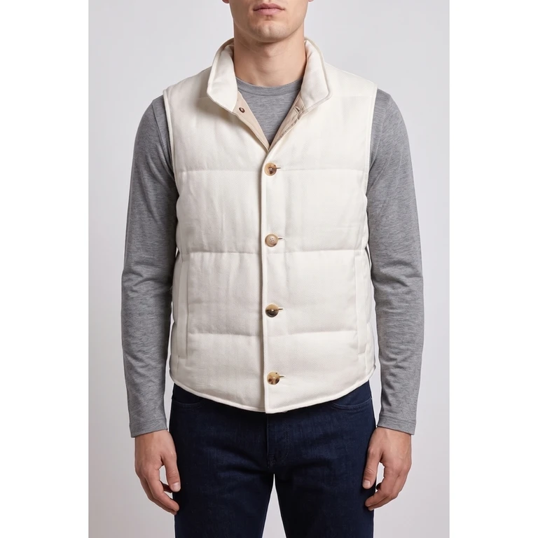 Off White Wool Blend Vest