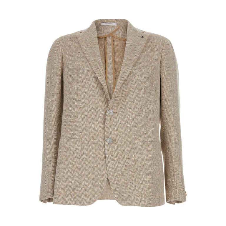 Single-Breasted Jacket, Beige Wool