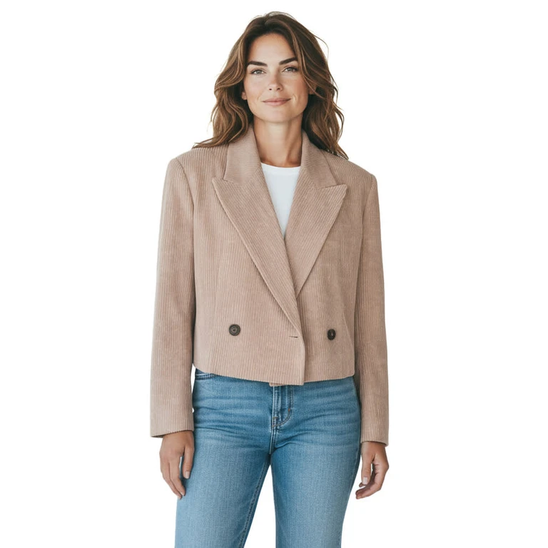 Brown Corduroy Cropped Blazer