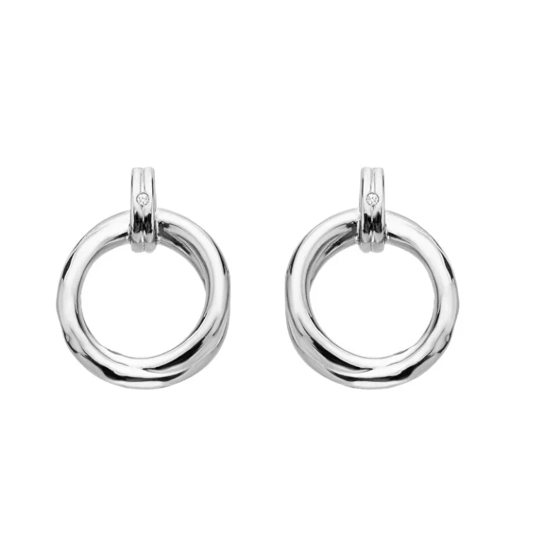 Silver Drop Earrings with Diamonds Aura De824