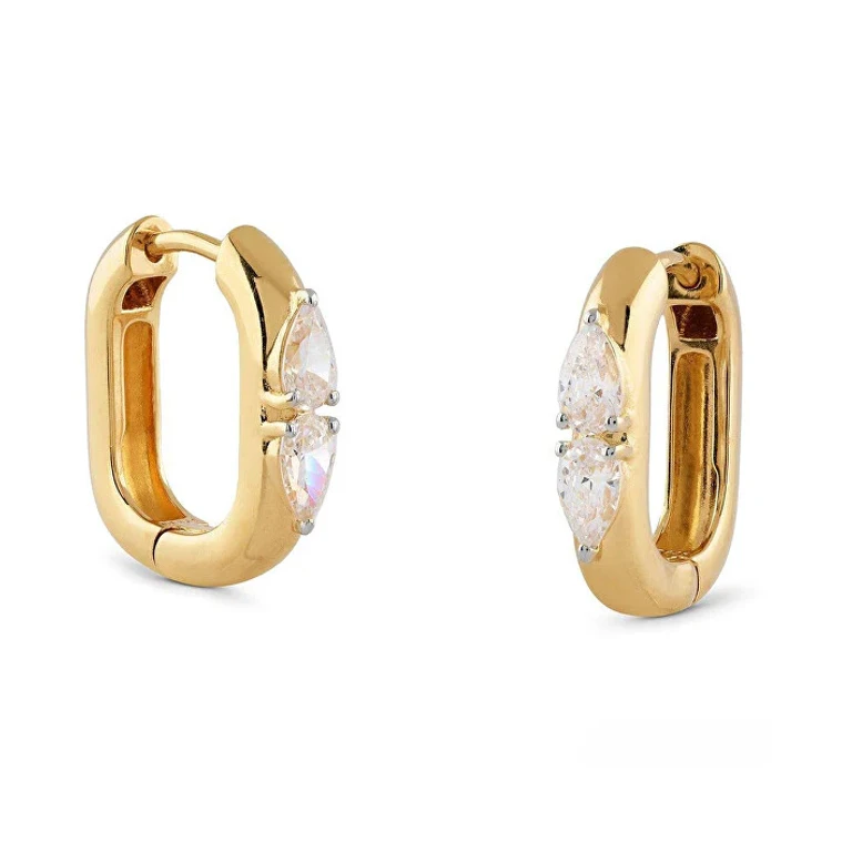 Minimalist Gold Plated Earrings with Cubic Zirconia Nuances Jsbe04515Jwygt/U