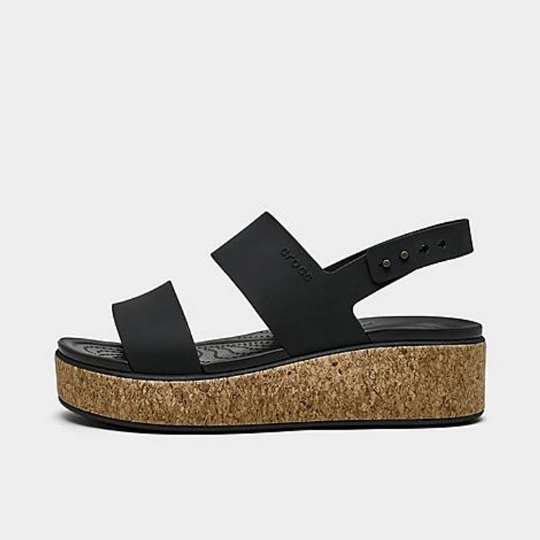 Women's Brooklyn Cork Low Wedge Sandals in Black Size: 6.0