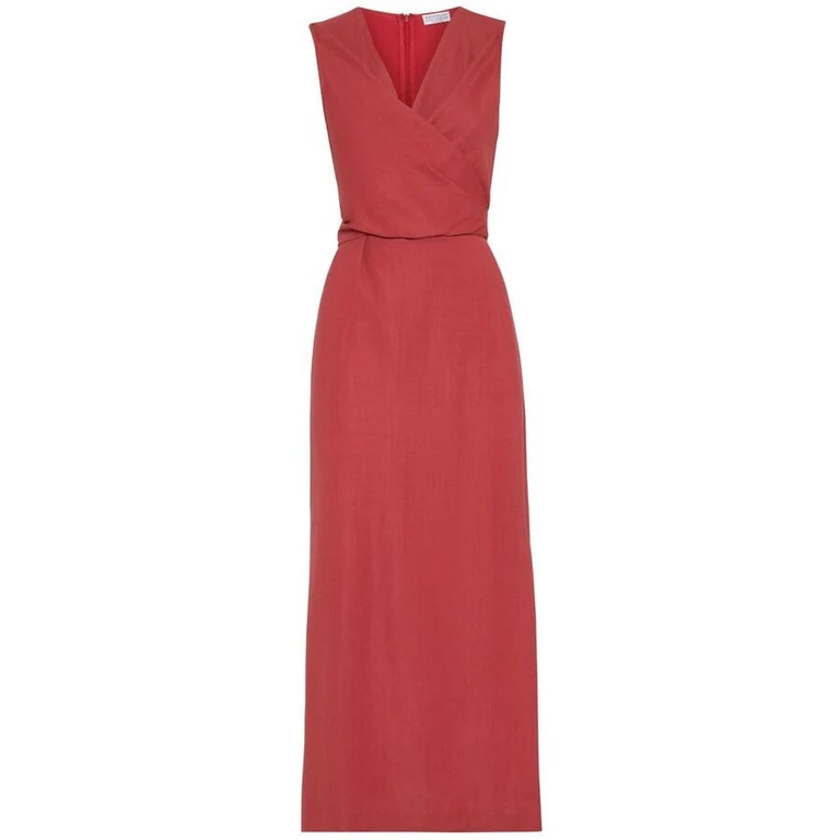 Wored Linen Blend Sleeveless Dress