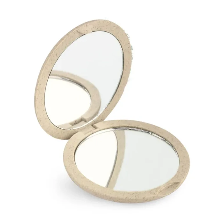 Double mirror in natural fiber x4 Magnification Beige