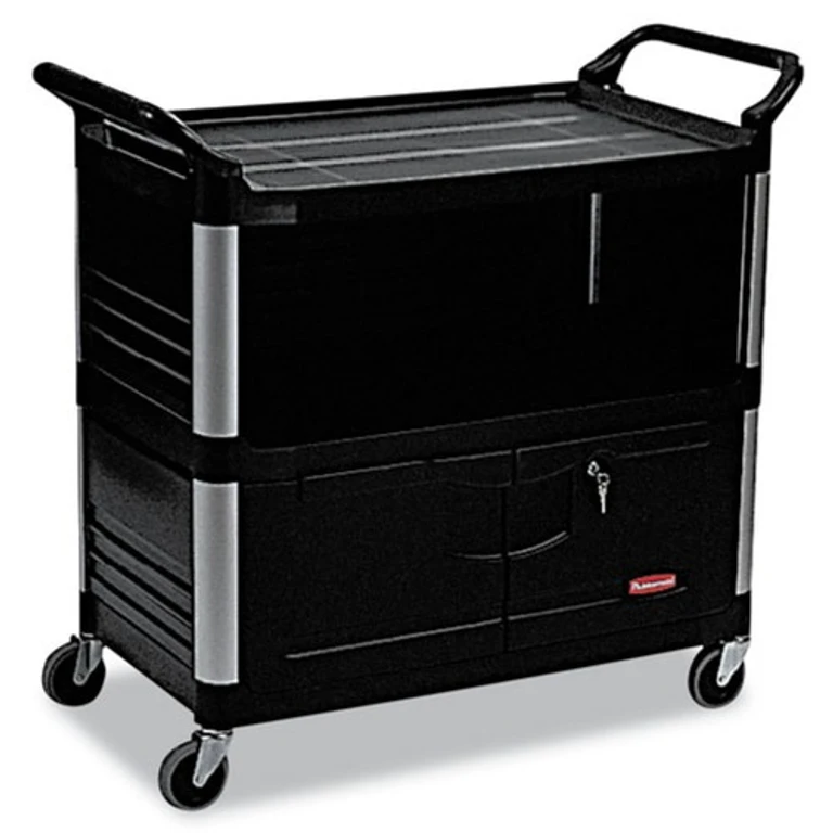 FG409500BLA 40.63 in. x 20.75 in. x 37.81 in. 300 lbs. Capacity 3 Shelves Plastic Xtra Equipment Cart - Black