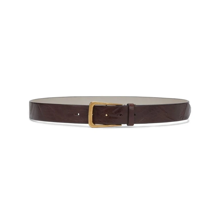 Womens Brown Leather Belt With Buckle