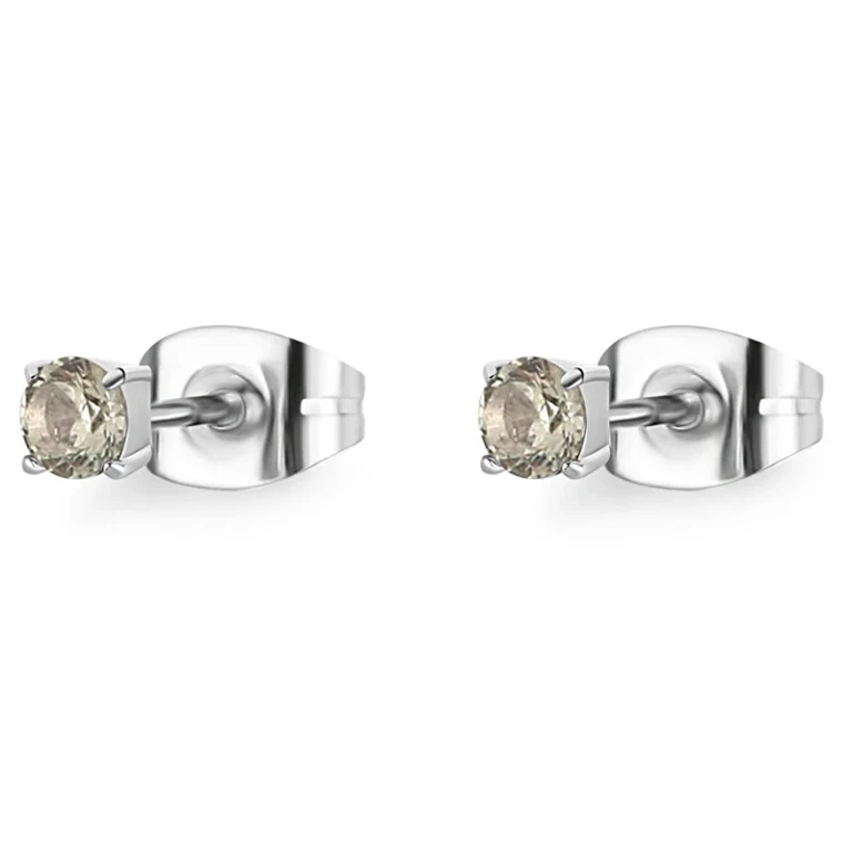 Small Stud Earrings in Steel with Dazzly Crystal Sdz54