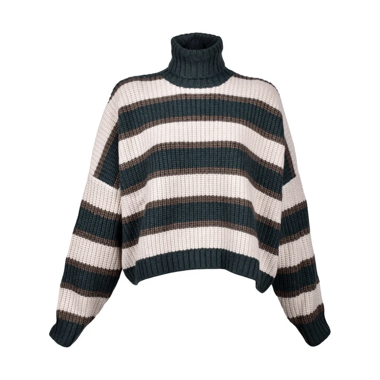 Women'S Striped Cashmere Knit Turtleneck Sweater
