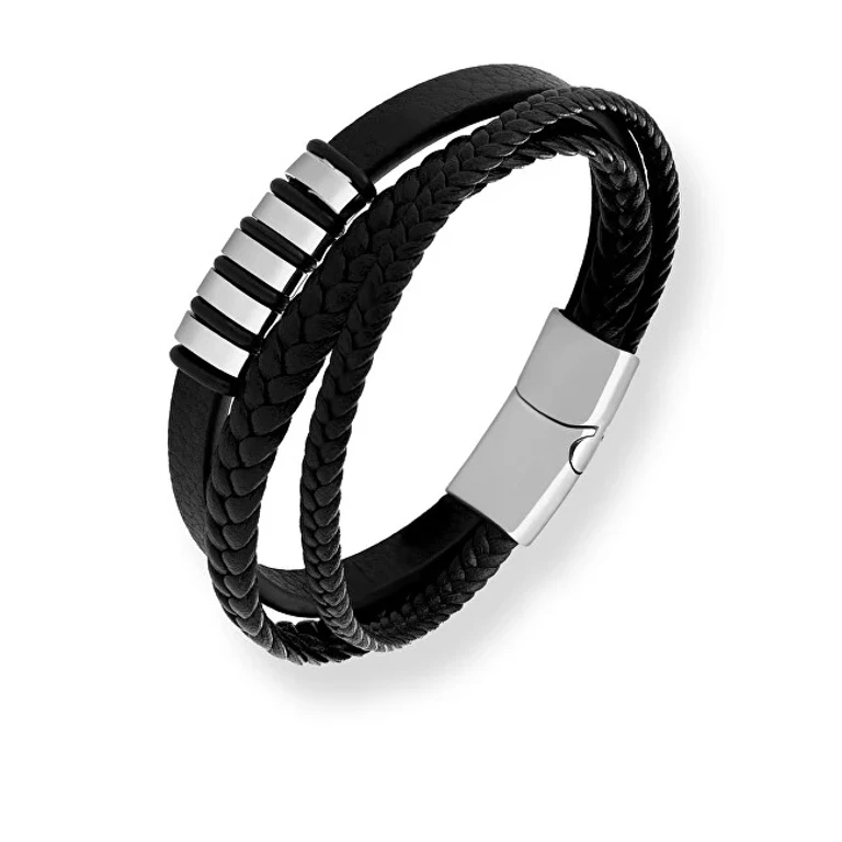 Men's Black Leather Bracelet