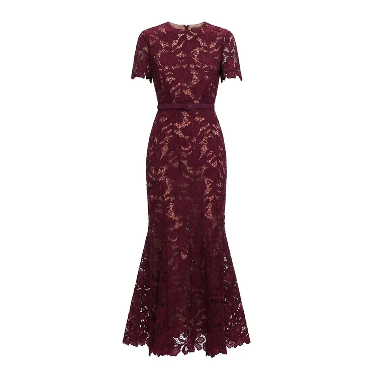 Self Portrait Robe Au Genou - Bordeaux (PF26107MBURGUNDY)