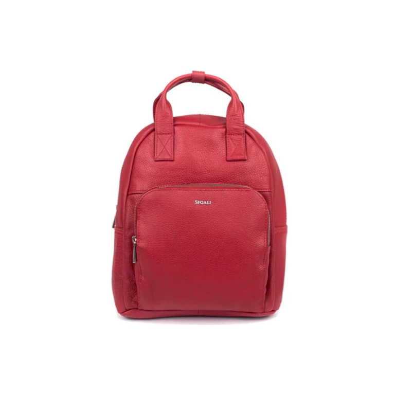 Women's Leather Backpack 9026 red