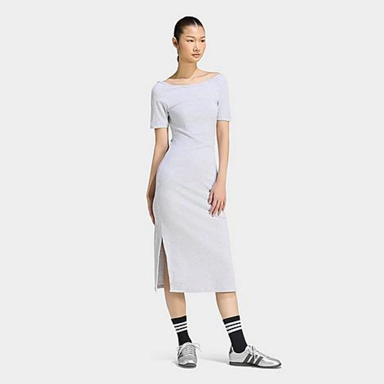 Women's Sportswear Kit Small Logo Rib Dress in Light Grey Heather Size: XXS