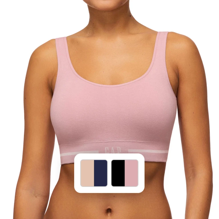 2-Pack Cotton Bra - True Black/Lilas Pink XS:- XS, True Black/Lilas Pink