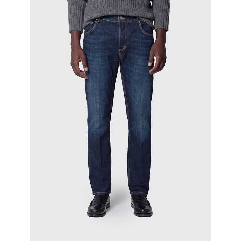 Jeans en denim de algodón elástico azul