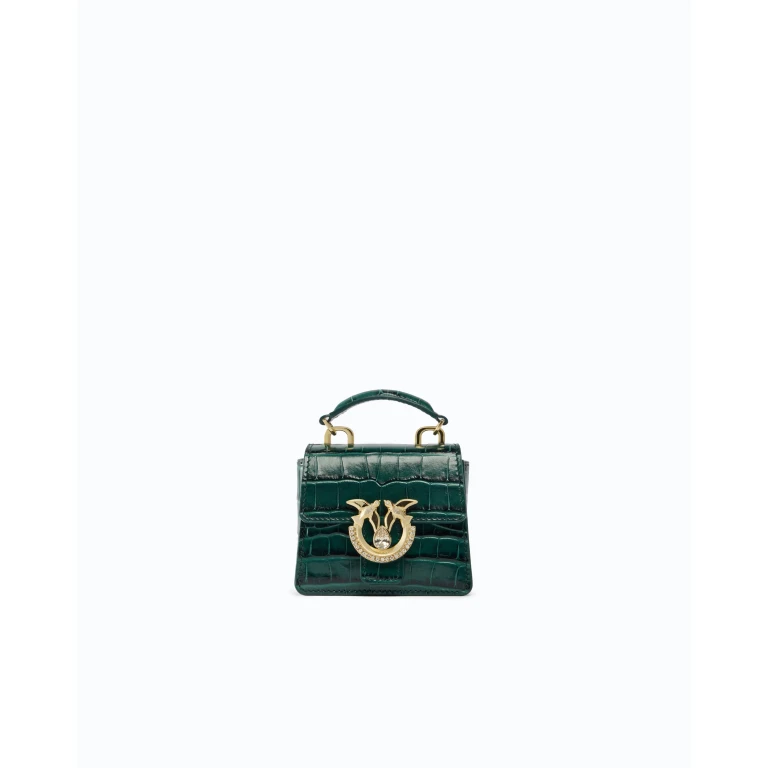 Sac à main Micro Love Bag à anse supérieure en cuir embossé croco avec boucle bijou PINKO Galleria